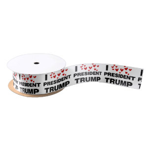 I Love President Trump Hearts Satin Ribbon