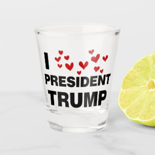 I Love President Trump Hearts Shot Glass