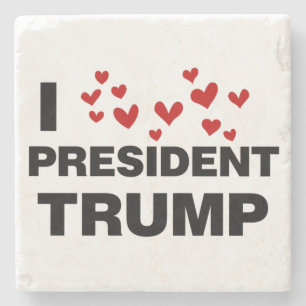 I Love President Trump Hearts Stone Coaster