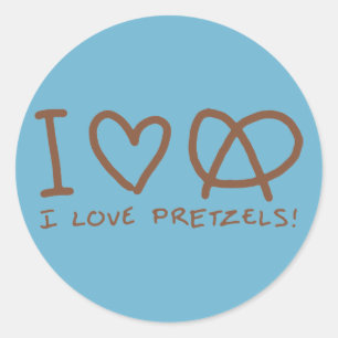 I Love Pretzels Classic Round Sticker
