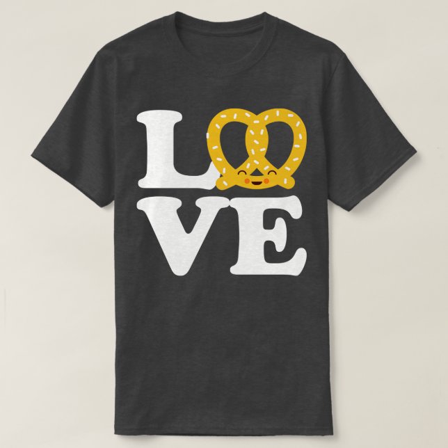 I Love Pretzels for Pretzel Day Funny Office T-Shirt (Design Front)