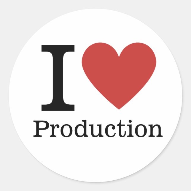 I ❤️ Love Production (for Employees) CUSTOMIZABLE Classic Round Sticker (Front)