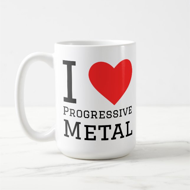 I love progressive metal coffee mug (Left)