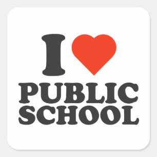 I Love Public School - I heart Public Schools Square Sticker