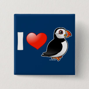 I Love Puffins 15 Cm Square Badge