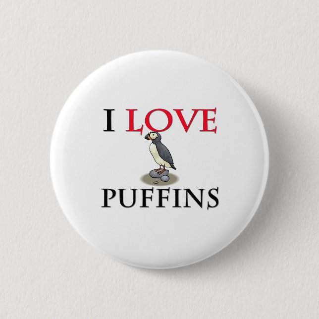 I Love Puffins 6 Cm Round Badge (Front)