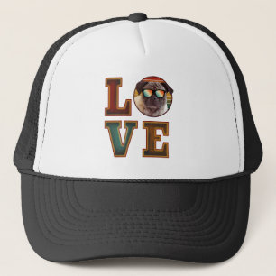 i love pug trucker hat