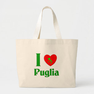 I Love Puglia Italy Large Tote Bag