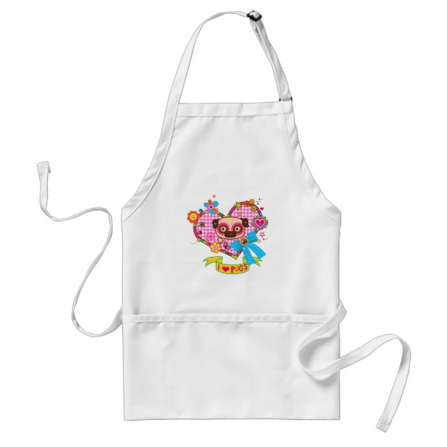I Love Pugs! Apron (Front)