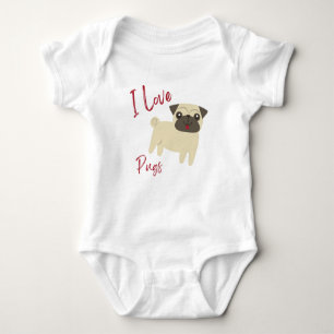 I Love Pugs   Baby Bodysuit