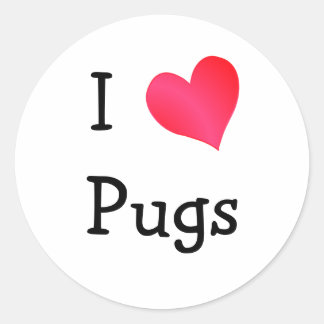 I Love Pugs Classic Round Sticker