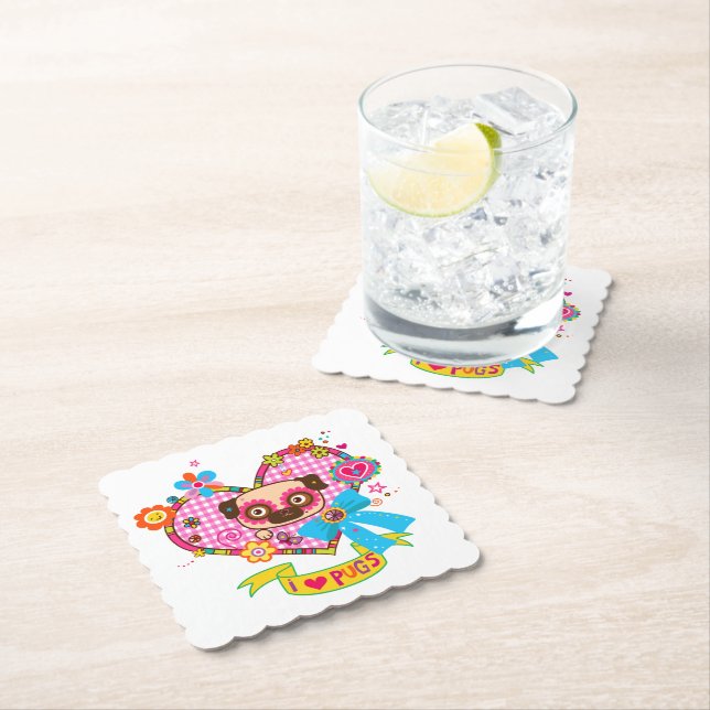 I Love Pugs! Coasters (Insitu)