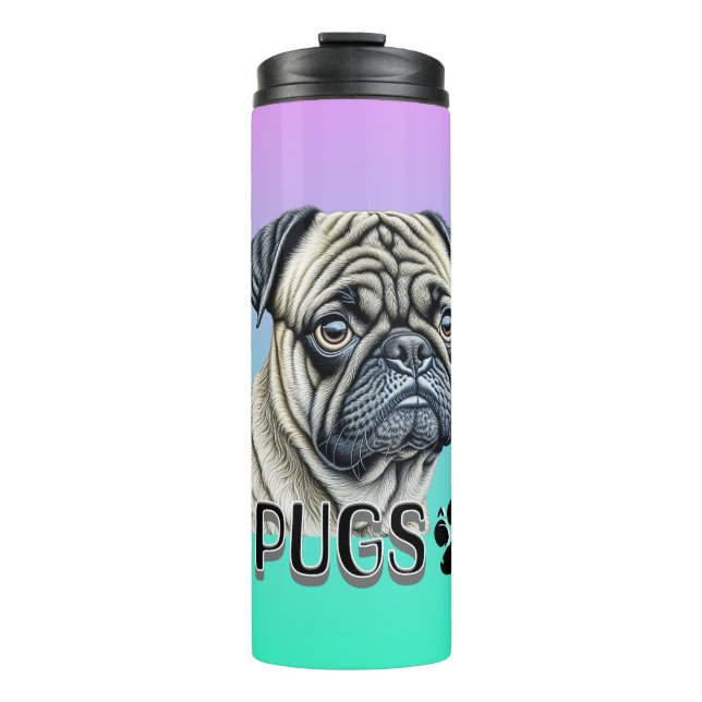 I Love Pugs | Cute Dog Owners Thermal Tumbler (Front)