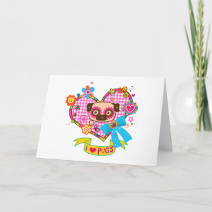 I Love Pugs! Greeting Card (Blank)