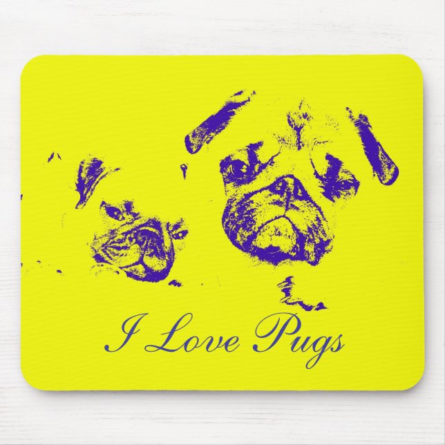 I Love Pugs, Mouse Pad (Front)