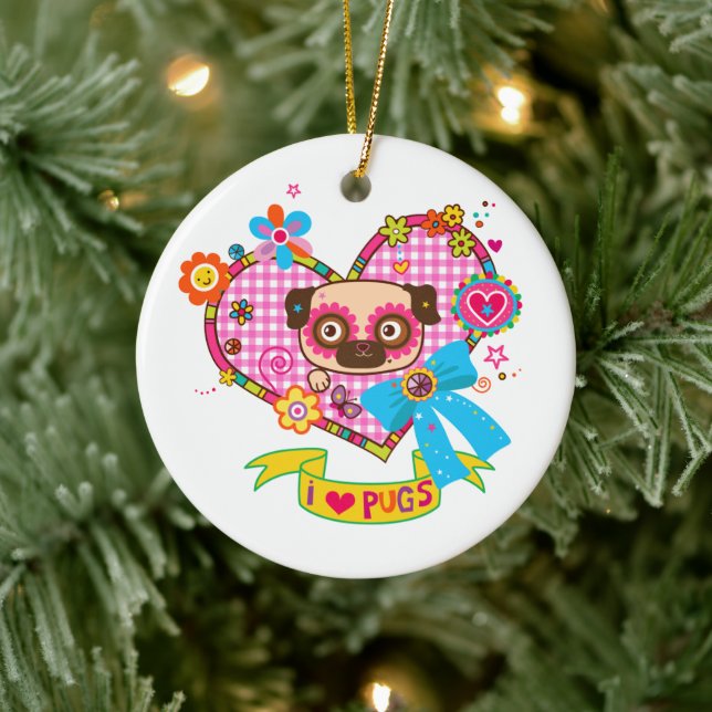 I Love Pugs! Ornament (Tree)