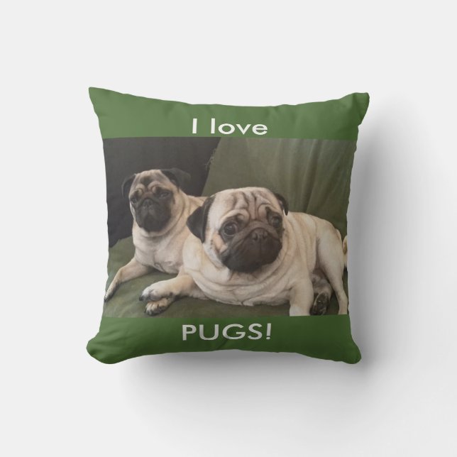 I love PUGS! square pillow (Front)