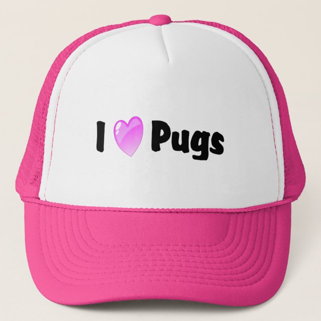 I Love Pugs Trucker Hat (Front)