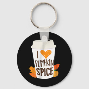 I Love Pumpkin Spice Coffee Autumn Fall Season PS Key Ring