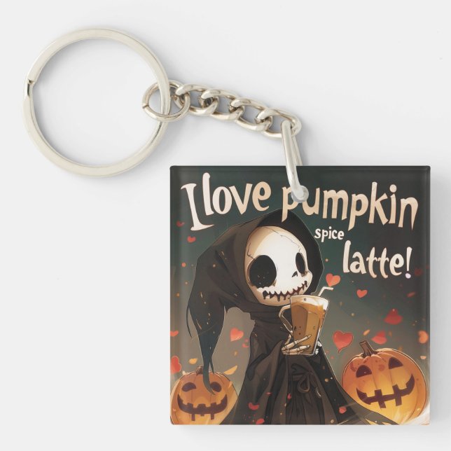 I Love Pumpkin Spice Latte Digital Art Key Ring (Front)