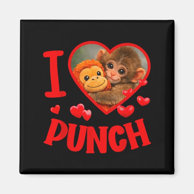 I love punch cute baby monkey punch  magnet (Front)