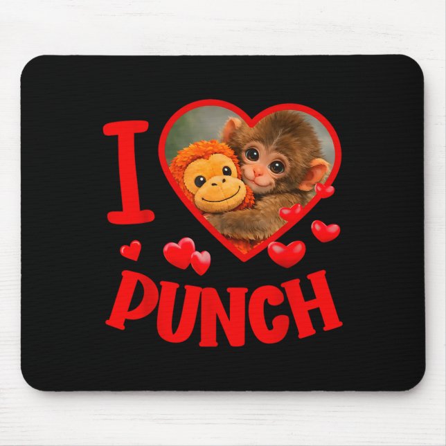 I love punch cute baby monkey punch  mouse pad (Front)