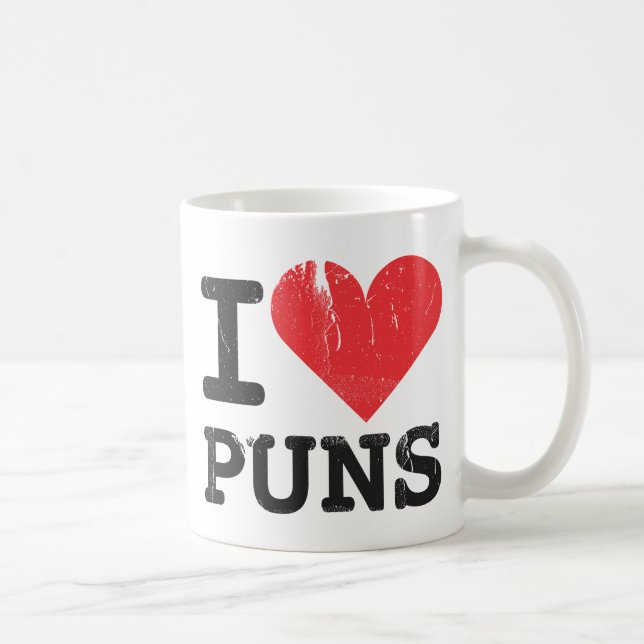 I Love Puns Classic White Mug (Right)