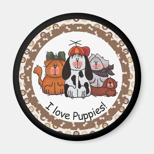 I Love Puppies Magnet (Front)