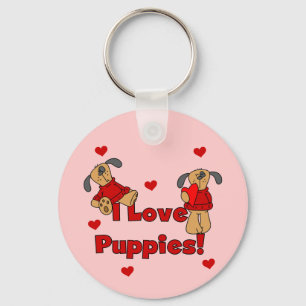 I Love Puppies Tshirts and Gifts Key Ring
