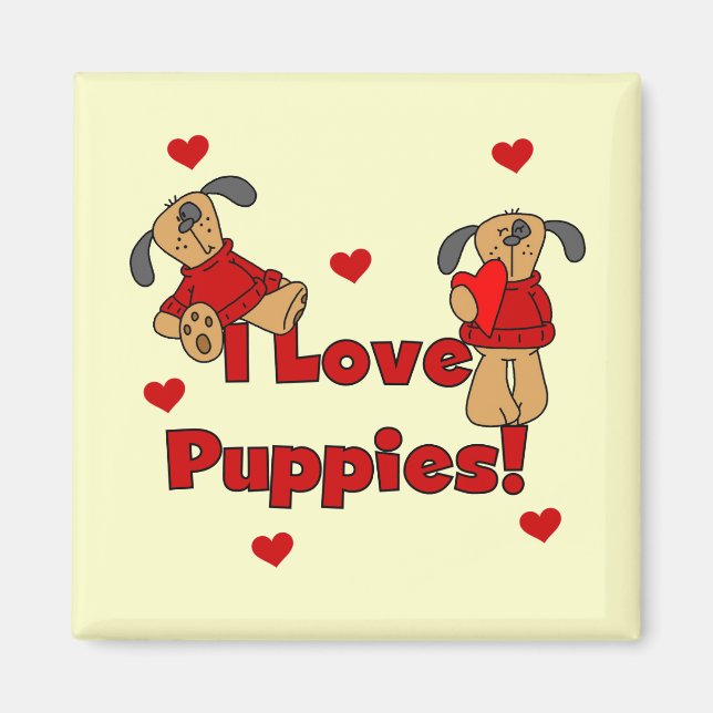 I Love Puppies Tshirts and Gifts Magnet (Front)