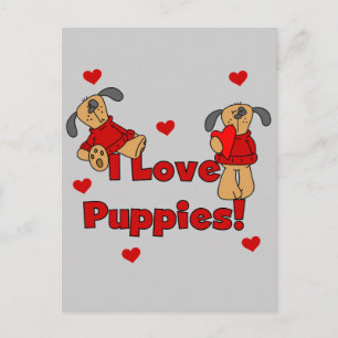 I Love Puppies Tshirts and Gifts Postcard
