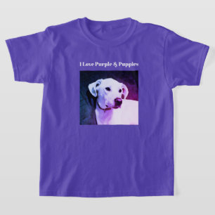 I Love Purple and Puppies Cute Dog Photo T-Shirt