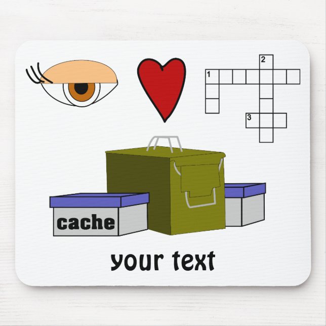 I Love Puzzle Caches Rebus Geocaching Lover Custom Mouse Pad (Front)
