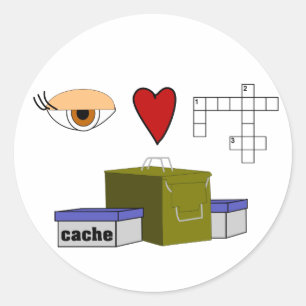 I Love Puzzle Caches Rebus Geocaching Swag Custom Classic Round Sticker
