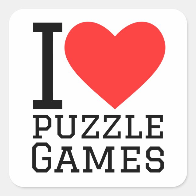 I love puzzle games square sticker (Front)