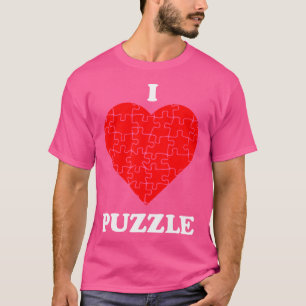 I Love Puzzle Patience Quiz Gift Jigsaw Puzzle Pie T-Shirt
