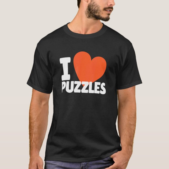 I Love Puzzles Heart Puzzle T-Shirt (Front)