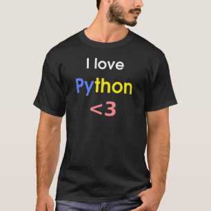 I love python, Black color T-Shirt
