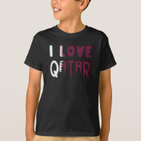 I Love Qatar Flag Colours Heart Typography