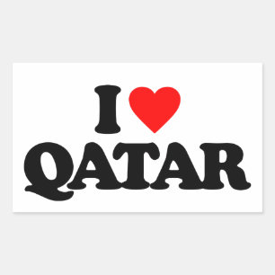 I LOVE QATAR RECTANGULAR STICKER