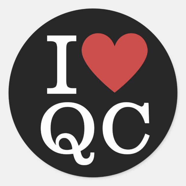 I ❤️ Love QC Quality Control Staff CUSTOM Classic Round Sticker (Front)