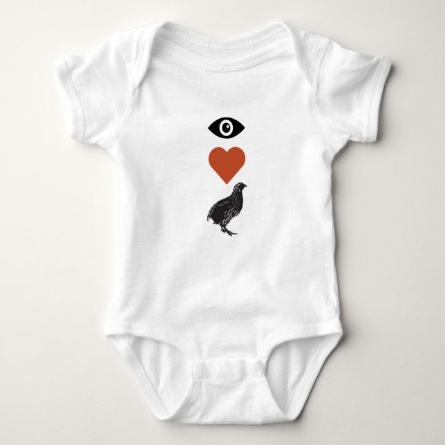 I Love Quail Baby Bodysuit (Front)