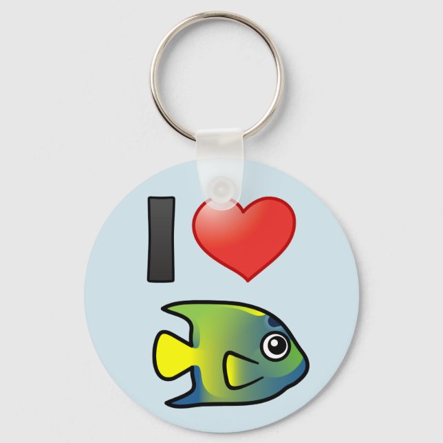I Love Queen Angelfish Key Ring (Front)