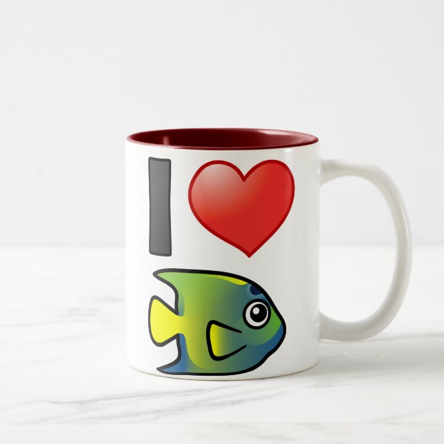 I Love Queen Angelfish Two-Tone Coffee Mug (Right)