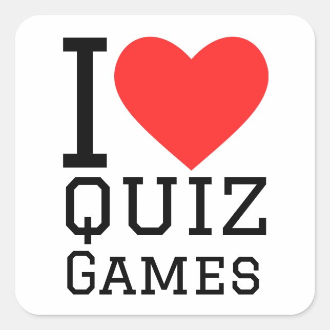 I love quiz games square sticker (Front)