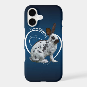 I Love Rabbits iPhone X Case (Blue/Black)