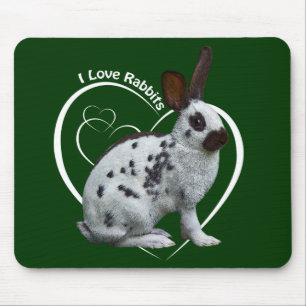 I Love Rabbits Mousemat (Dark Green)