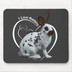 I Love Rabbits Mousemat (Dark Grey)