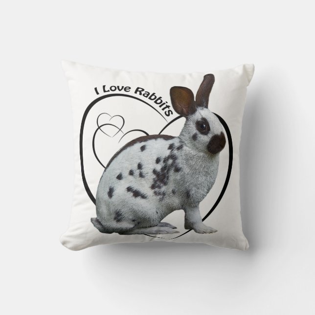 I Love Rabbits Pillow (White) (Front)