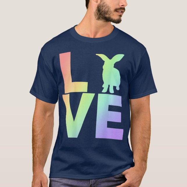 I Love Rabbits Rainbow Rabbit Silhouette BACK T-Shirt (Front)